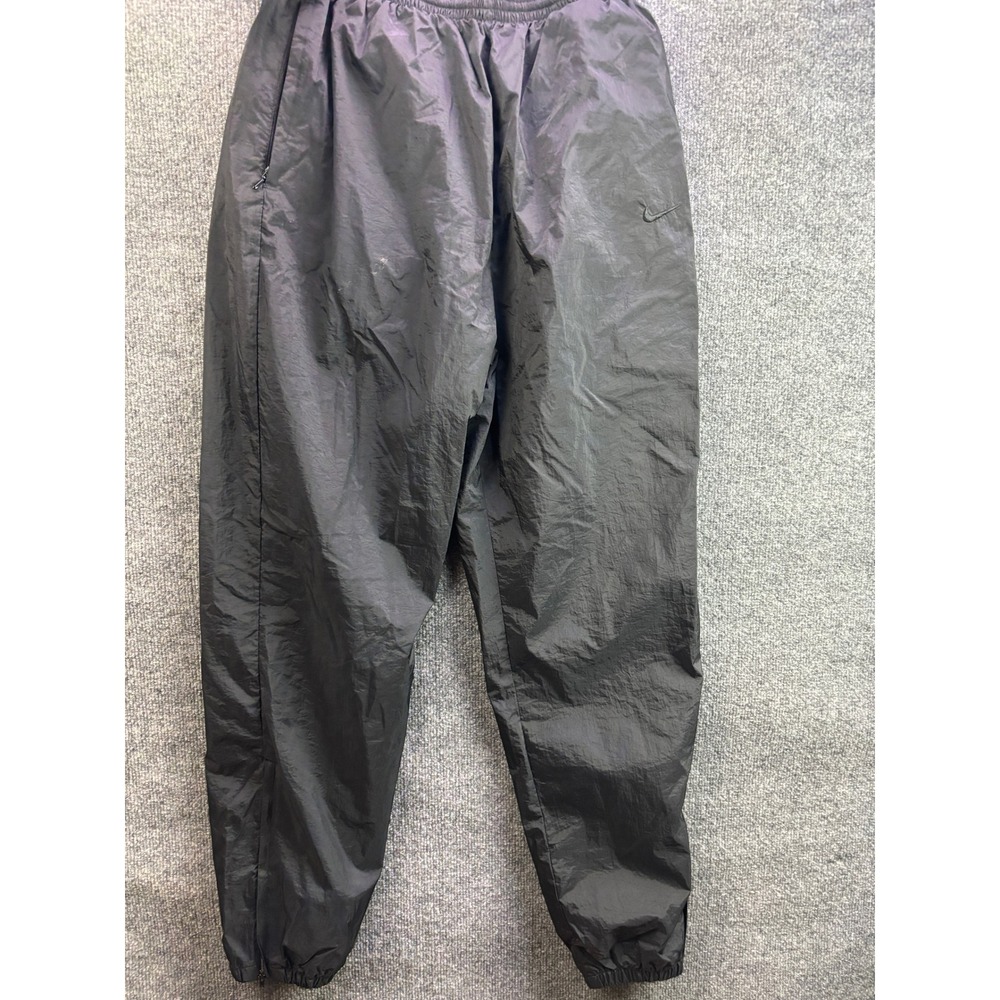 Vintage Nike Track Pants Mens Medium Black Nylon Elastic Waist Zipper Pocket 90s